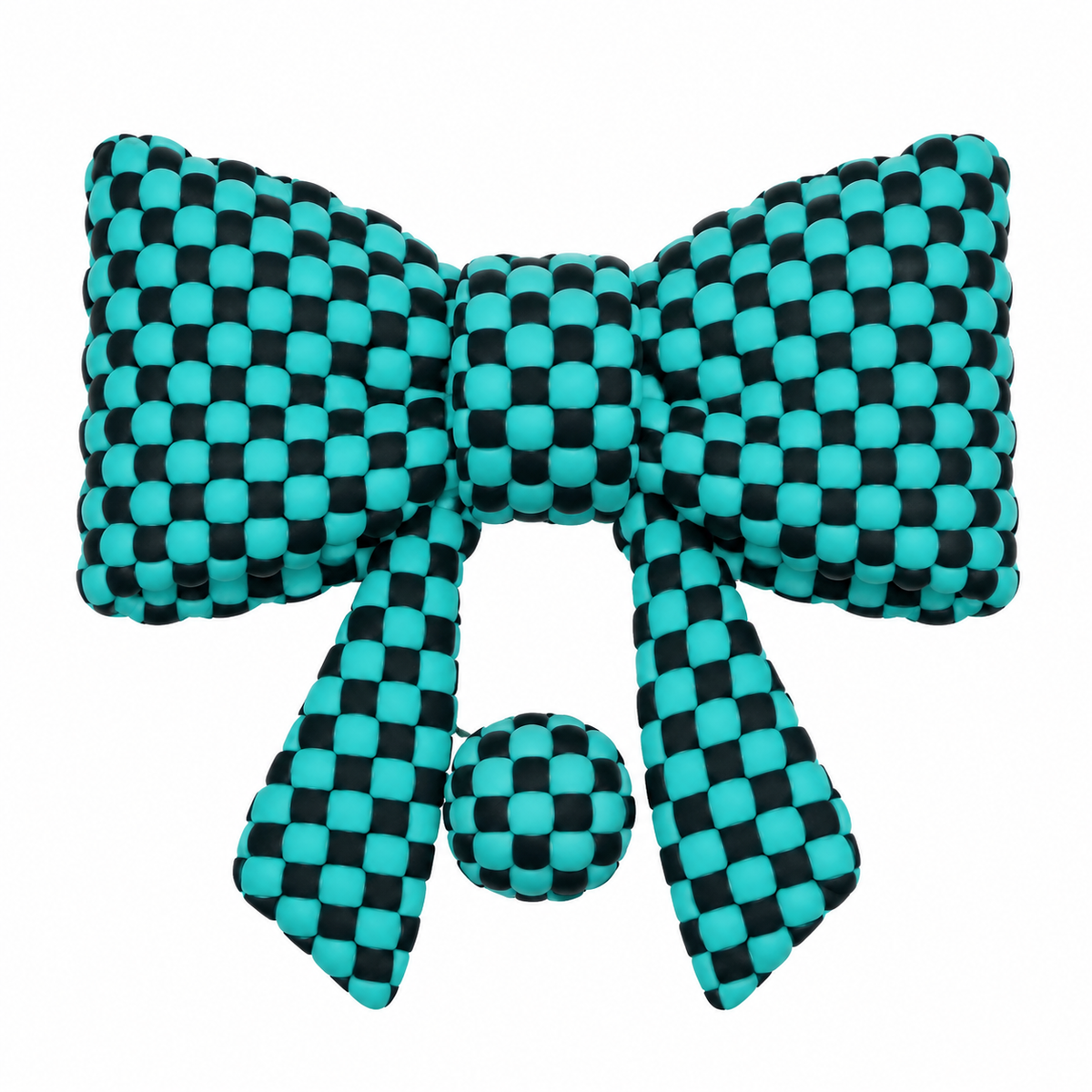 Teal & Black Checkerboard Silicone Pen Bead Charm