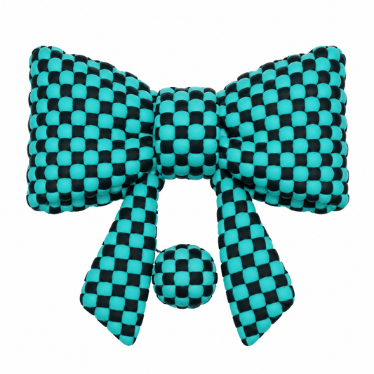 Teal & Black Checkerboard Silicone Pen Bead Charm