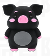 Cute Black Pig Silicone Pen Charm, Mini 2 cm Animal Bead